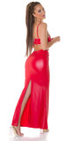 Koženkové sexy otvorené šaty Červená