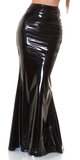Maxi latexová sukňa s vysokým pásom Čierna