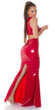 Maxi latexová sukňa s vysokým pásom Červená