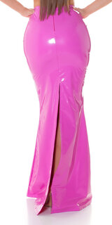 Maxi latexová sukňa s vysokým pásom Ružová