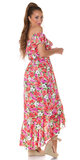 Letné kvetinové šaty s volánmi Ružová