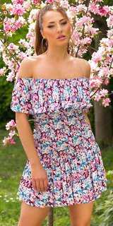 Viskózové letné šaty s kvetmi Ružová