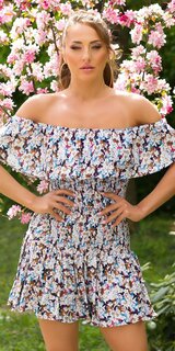 Viskózové letné šaty s kvetmi Tmavomodrá
