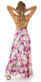 Floral letné šaty s dĺžkou po zem Ružová