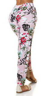 Bavlnené floral nohavice na leto Staroružová