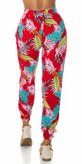 Tropical bavlnené nohavice na leto Červená