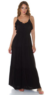 Jednofarebné viskózové šaty na leto Čierna