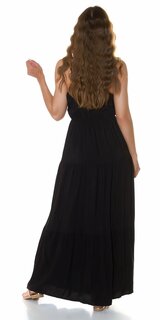 Jednofarebné viskózové šaty na leto Čierna