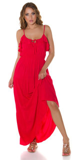 Jednofarebné viskózové šaty na leto Červená