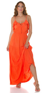 Jednofarebné viskózové šaty na leto Oranžová