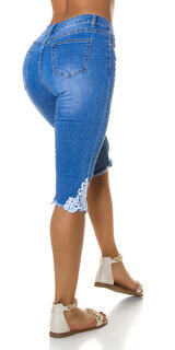Capri nohavice s čipkou Modrá