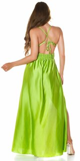 Dlhé saténové šaty na ramienkach Zelená