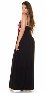 Letné maxi šaty so štrikovaným dekoltom Čierna