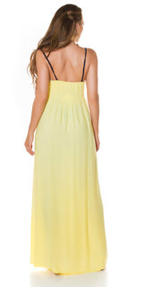 Letné maxi šaty so štrikovaným dekoltom Žltá