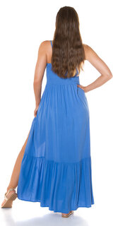 Gombíkové dlhé šaty na leto Modrá