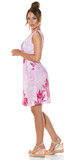 Floral krátke šaty s gumičkovým pásom Ružová