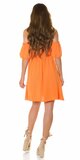 Romantické letné šaty s gumičkovým dekoltom Oranžová