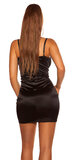 Mini šaty saténové na ramienkach Čierna