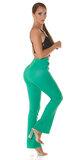 Dámske pružné nohavice s vysokým pásom Zelená