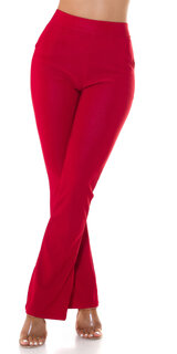 Dámske pružné nohavice s vysokým pásom Tmavá červená