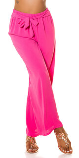 Letné voľné nohavice s vysokým pásom Ružová