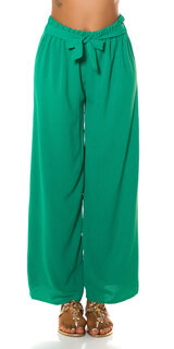 Letné voľné nohavice s vysokým pásom Zelená