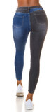 Dvojfarebné džínsy s vysokým pásom Čierno-modrá