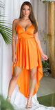 Dámske HIGH-LOW saténové šaty Oranžová