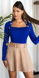 Fashionista sveter s dekoratívnymi gombíkmi Kráľovská modrá