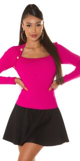 Fashionista sveter s dekoratívnymi gombíkmi Ružová