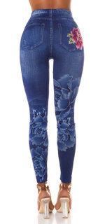 Kvetinové džínsové legíny Modrá
