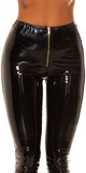 Vysoké latexové nohavice so zipsom Čierna