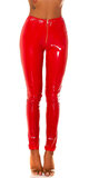 Vysoké latexové nohavice so zipsom Červená