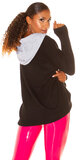 Oversize pletený sveter s kapucňou Čierna