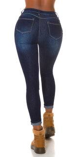 Tmavomodré džíny s vysokým pásom Tmavomodrá