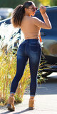 Tmavomodré džíny s vysokým pásom Tmavomodrá