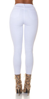 Vysoké biele džíny s rozpáraným švom Biela