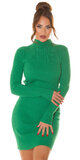 Rolákové pletené šaty vrúbkované Zelená