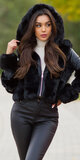 Zimná kožušinová bunda Čierna