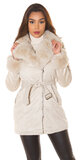 Zimný kabát s kožušinou Béžová