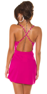Kamienkové mini šaty s otvoreným chrbtom Ružová