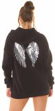 Oversize mikina s anjelskými krídlami Čierna