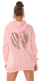 Oversize mikina s anjelskými krídlami Bledá ružová