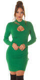 Pletené šaty s kvapkovým výstrihom Zelená