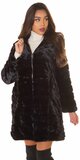 Dámska kožušinová bunda s kapucňou Čierna