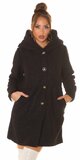 Huňatý kabát TEDDY s kapucňou Čierna