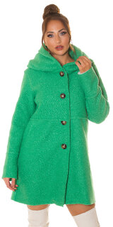 Huňatý kabát TEDDY s kapucňou Zelená