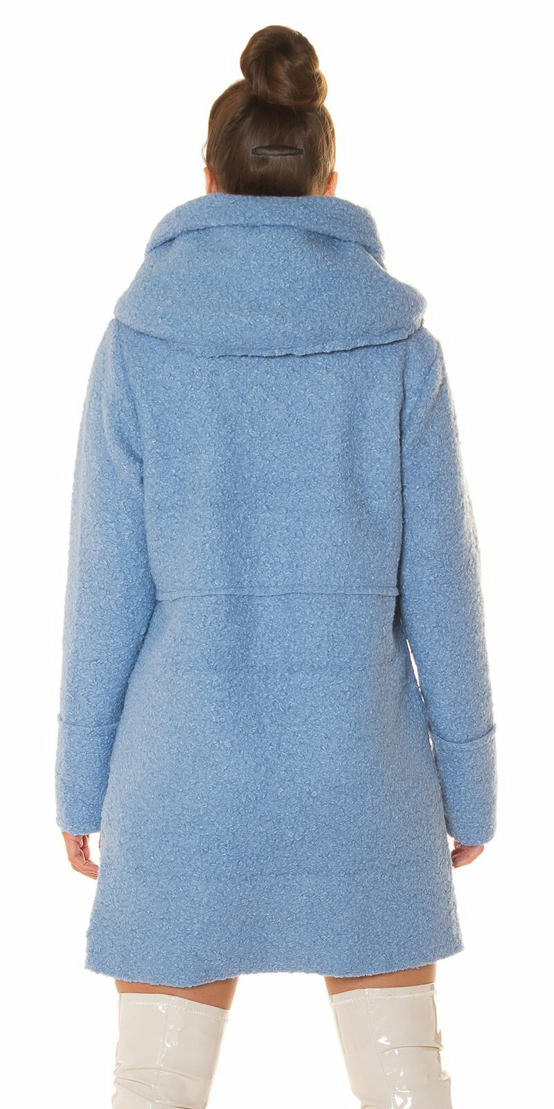 Huňatý kabát TEDDY s kapucňou Modrá