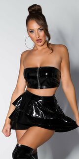 Latexová ultra mini sukňa Čierna
