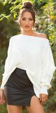 Oversize akrylový sveter dámsky Krémová